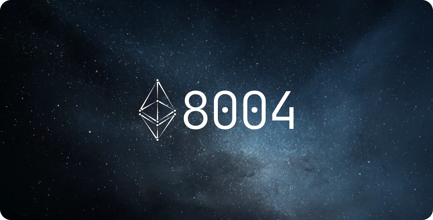 ERC-8004 text logo on a starry background