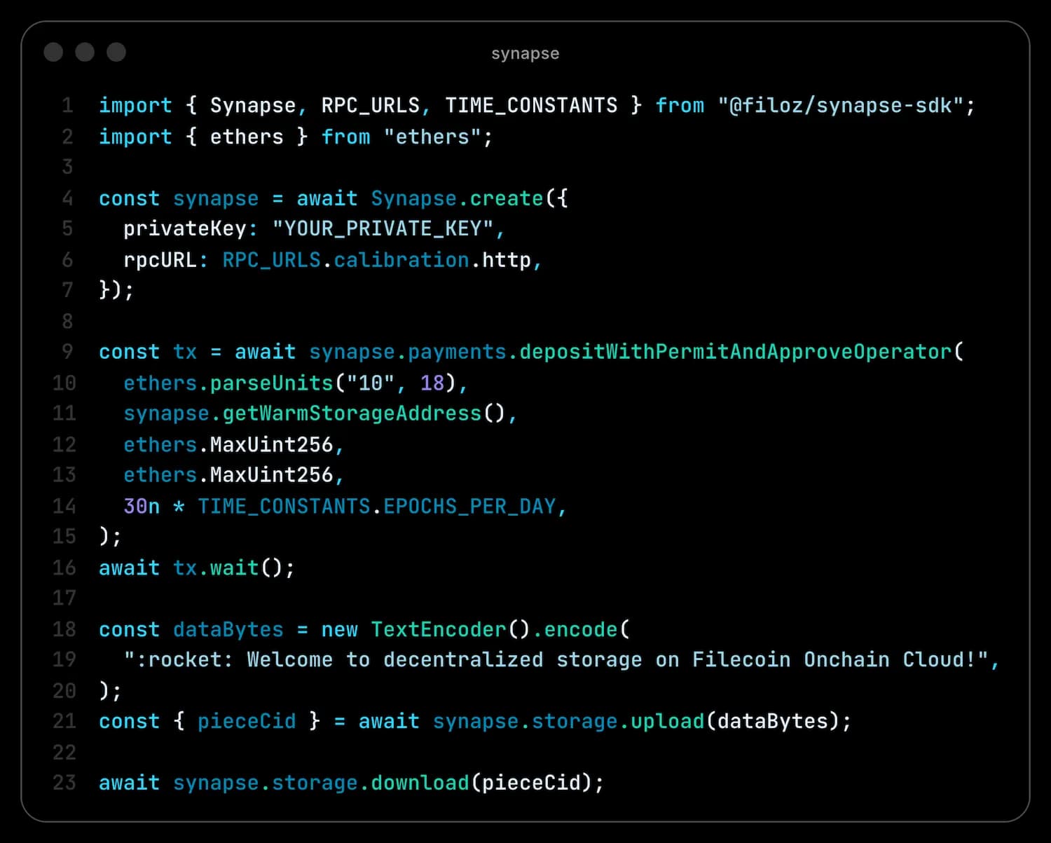 Synapse code snippet